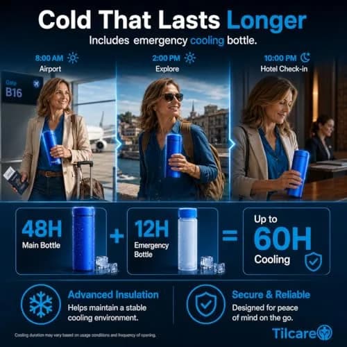 Tilcare Portable Insulin Cooler Travel Case: 60H Cooling | TSA Compliant, Double-Walled Stainless Steel thumbnail 3