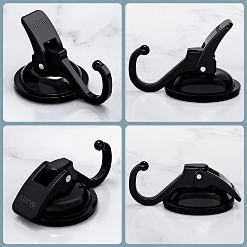 iRomic Heavy Duty Vacuum Suction Cup Hooks (2-Pack, Black) | Holds up to 13 lbs thumbnail 2