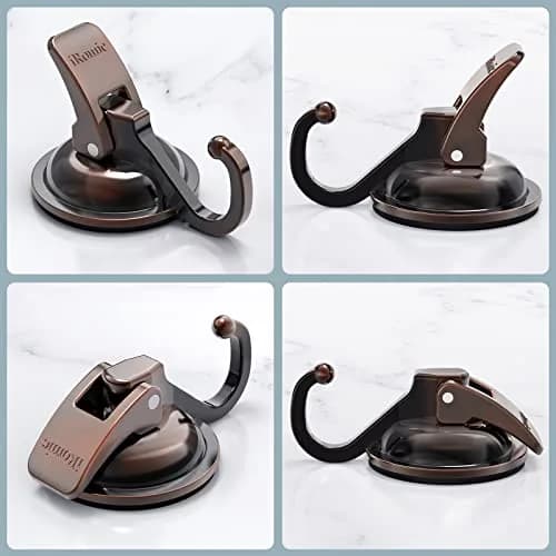 iRomic Heavy Duty Vacuum Suction Cup Hooks (2-Pack, 3.4in x 2.3in x 2.4in) | Damage-Free Organization for Smooth Surfaces thumbnail 2