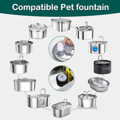 KANCHOU Cat Water Fountain Filter 24Pcs | Compatible with 101oz/3L Stainless Steel Fountains thumbnail 2