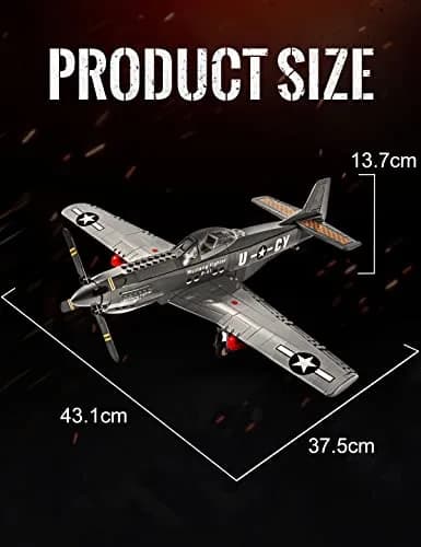 SEMKY Military Fighter Jet P-51 Fighter Mustang Air Force Building Block Set 258 Pieces | Educational Engineering Toy for Kids & Adults thumbnail 6