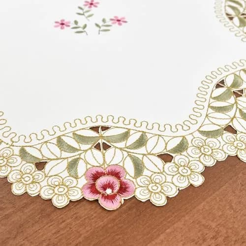 Wolkemer 2 Pack Round Doily Embroidered Tablecloth 51cm (20 inch) | Jacquard Floral Style for Dining & Parties thumbnail 6