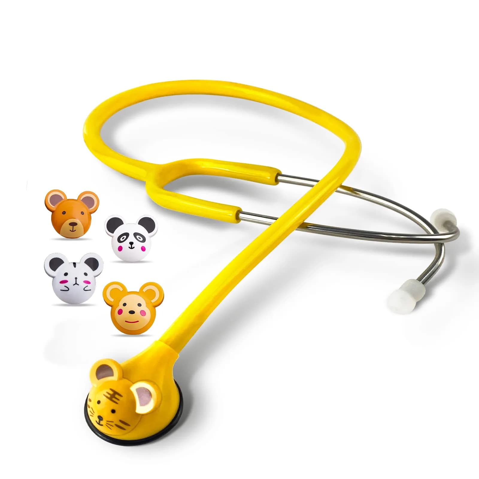 SCIAN Real Working Stethoscope with 5 Interchangeable Cartoon Heads, Professional Quality Purple | 22.1cm (8.7in) Length — Yellow