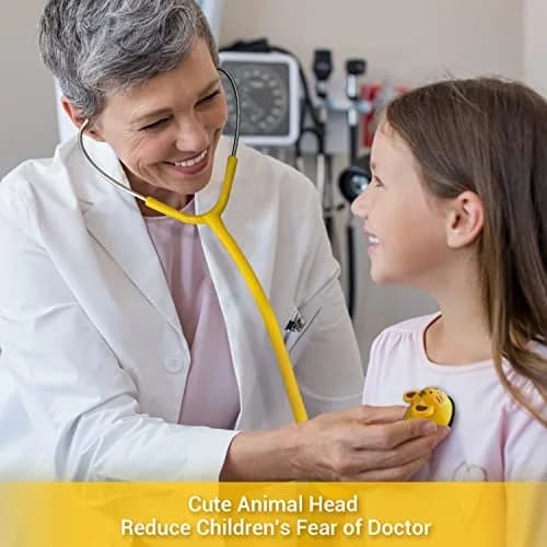 SCIAN Real Working Stethoscope with 5 Interchangeable Cartoon Heads - Yellow | Professional Quality for Doctors, Nurses, Clinicians & Home Use thumbnail 2