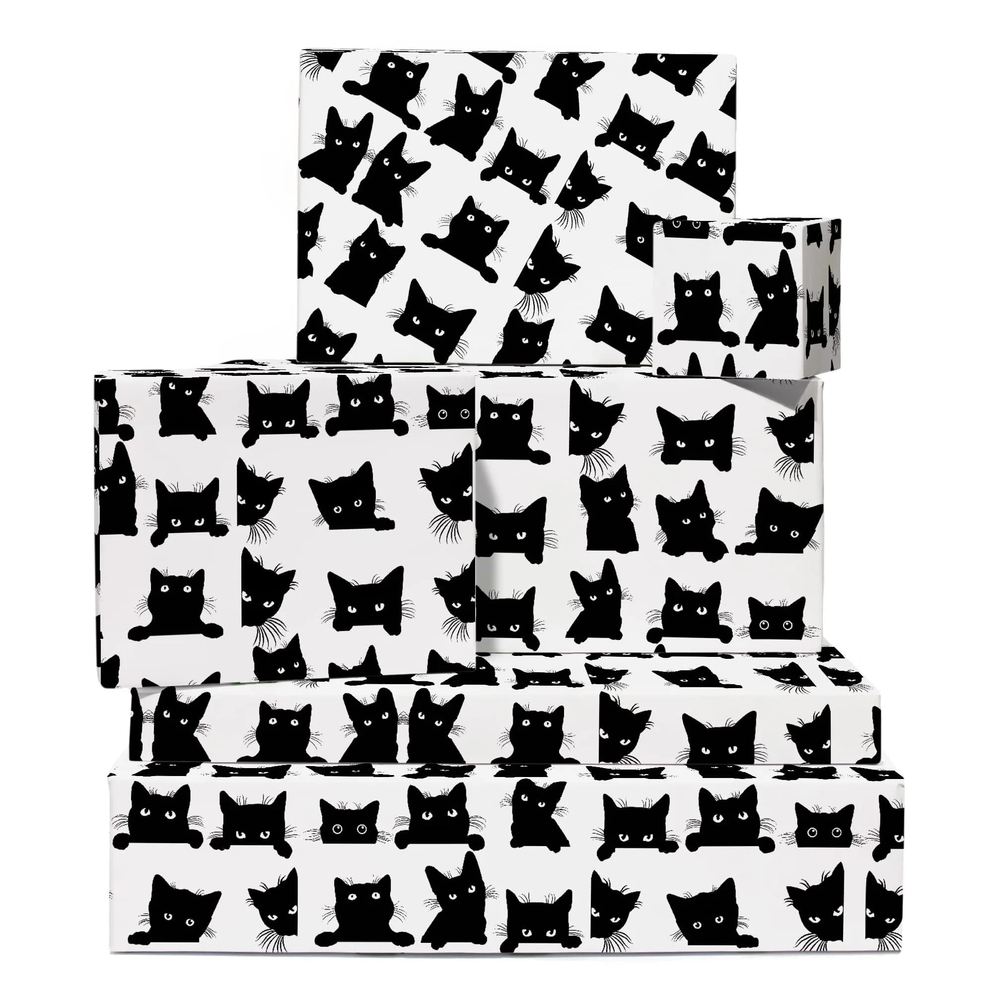 CENTRAL 23 Black Cat Wrapping Paper 6 Sheets (156 g) | Eco-Friendly Gift Wrap for Fur Parents - main product image