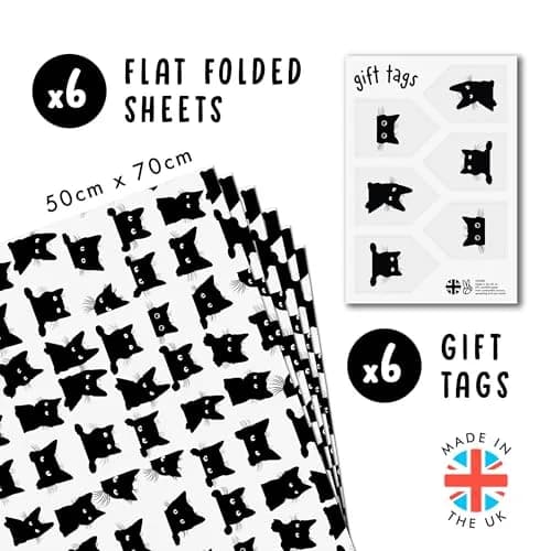 CENTRAL 23 Black Cat Wrapping Paper 6 Sheets (156 g) | Eco-Friendly Gift Wrap for Fur Parents thumbnail 2