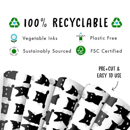 CENTRAL 23 Black Cat Wrapping Paper 6 Sheets (156 g) | Eco-Friendly Gift Wrap for Fur Parents thumbnail 3