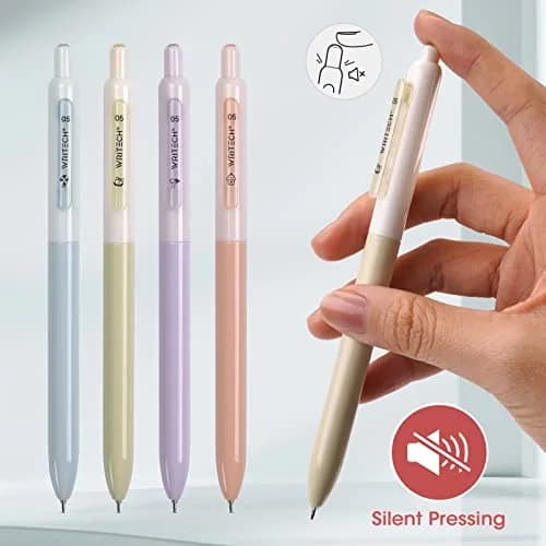 WRITECH Gel Pens Fine Point: 0.5mm Black Silent Click Needle Tip 8ct | Smooth Ink Flow thumbnail 4
