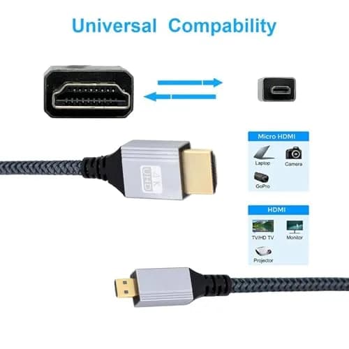 Seadream 4K Micro HDMI to HDMI Cable 30cm (1FT) 2-Pack | Braided Cord for PS5, Laptop to Monitor, Smart TV thumbnail 5