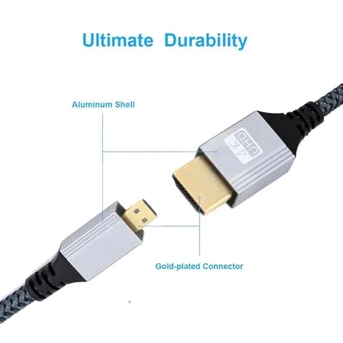 Seadream 4K Micro HDMI to HDMI Cable 30cm (1FT) 2-Pack | Braided Cord for PS5, Laptop to Monitor, Smart TV thumbnail 3