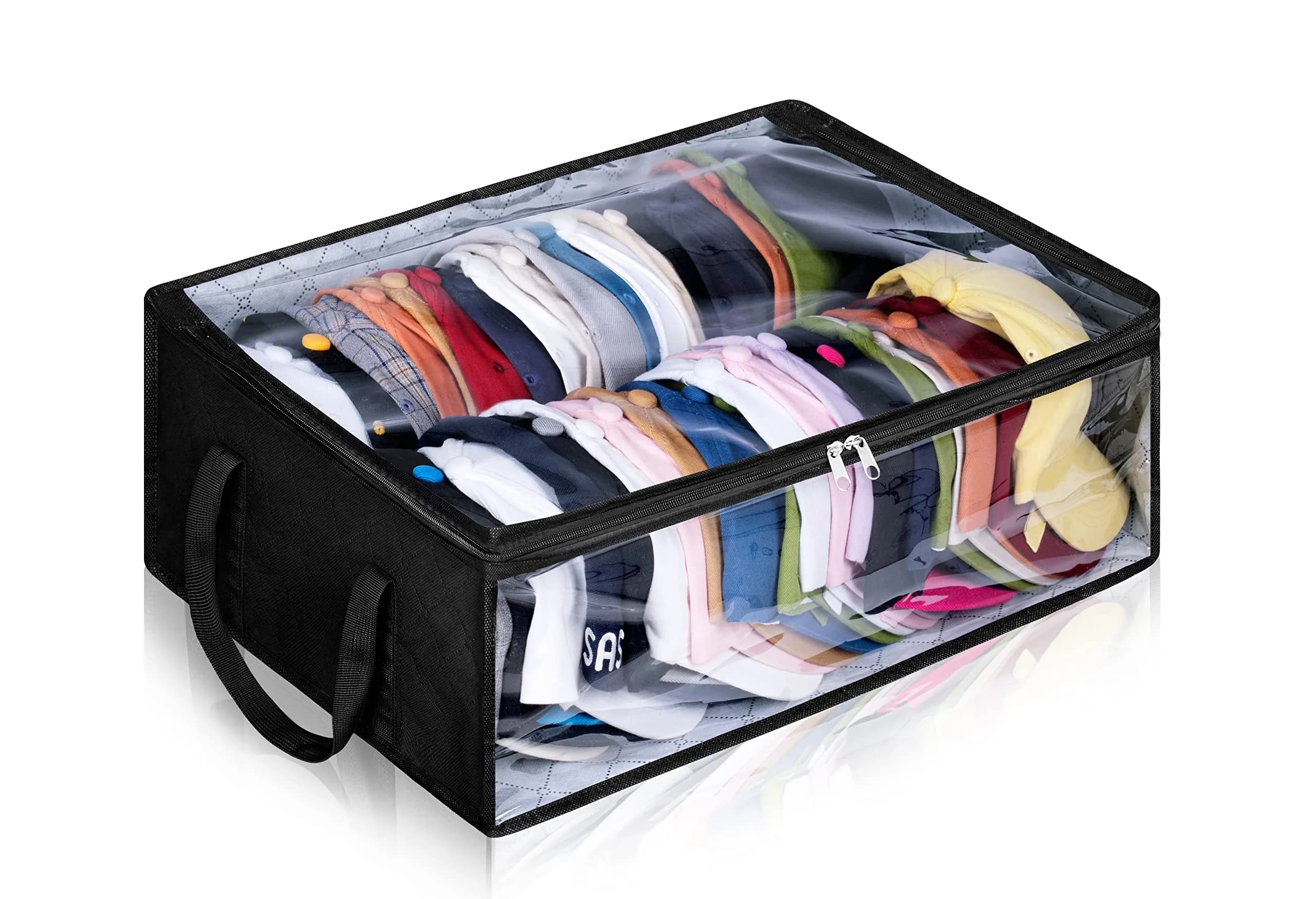 AOODA Wide Hat Storage for Baseball Caps | Large Capacity Cap Organizer for Closet, Holds up to 40 Snapbacks, Black