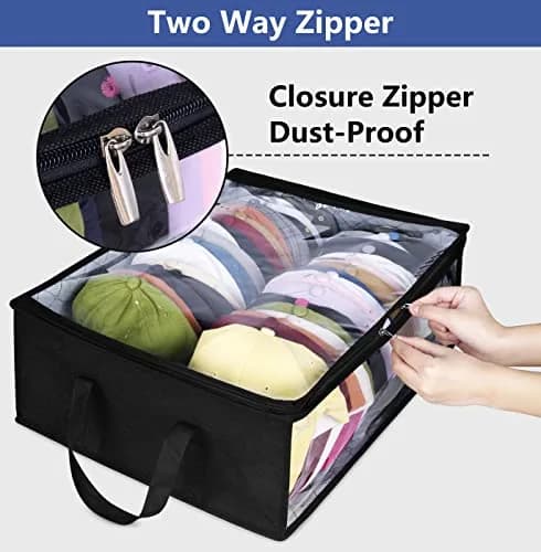 AOODA Wide Hat Storage for Baseball Caps | Large Capacity Cap Organizer for Closet, Holds up to 40 Snapbacks, Black thumbnail 5