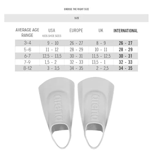 Arena Kids Junior Swim Fins Size 11-12 US | Hydrodynamic Short Flippers for Children thumbnail 2