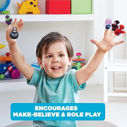 Ginsey Spidey and His Amazing Friends Finger Puppet Set | Waterproof Bath Toys for Kids, 5 Pieces, PVC, Unisex thumbnail 4