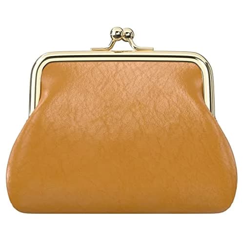 Nipichsha PU Leather Coin Purse Small Wallet with Kiss Lock Clasp, 13.5cm (5.3 Inch) | Holds Coins, Cards, and Small Essentials thumbnail 1