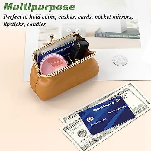 Nipichsha PU Leather Coin Purse Small Wallet with Kiss Lock Clasp, 13.5cm (5.3 Inch) | Holds Coins, Cards, and Small Essentials thumbnail 6