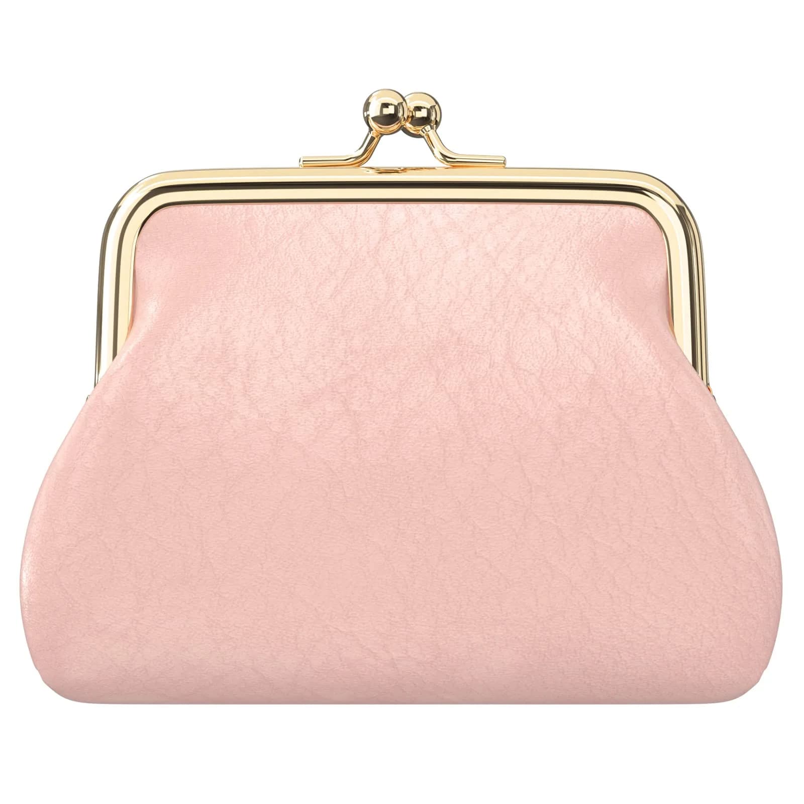Nipichsha PU Leather Coin Purse Small Wallet with Kiss Lock Clasp, 13.5cm (5.3 Inch) | Holds Coins, Cards, and Small Essentials — Pink
