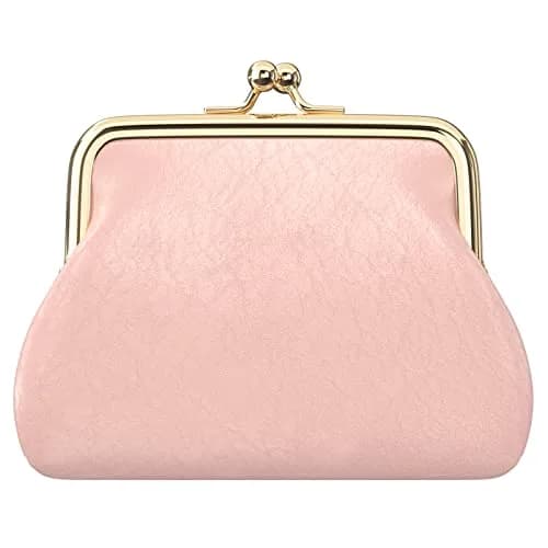 Nipichsha Coin Purse Pink | PU Leather Wallet with Kiss Lock (5.3 x 4.5 inch) thumbnail 1