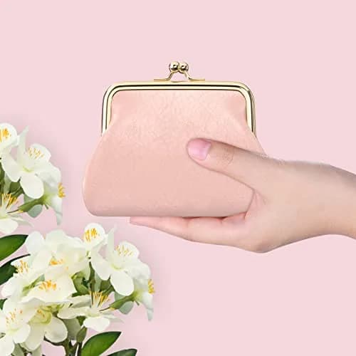 Nipichsha Coin Purse Pink | PU Leather Wallet with Kiss Lock (5.3 x 4.5 inch) thumbnail 2