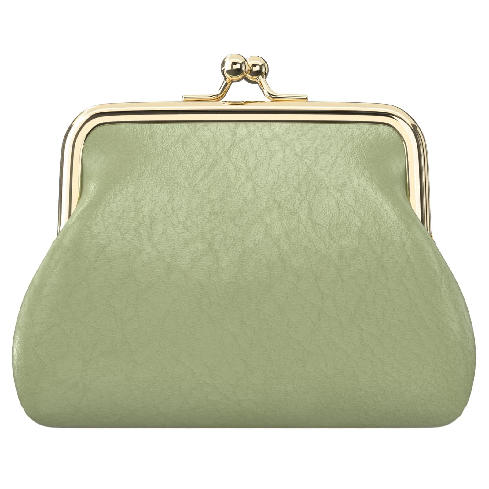 Nipichsha PU Leather Coin Purse Small Wallet with Kiss Lock Clasp, 13.5cm (5.3 Inch) | Holds Coins, Cards, and Small Essentials — Green