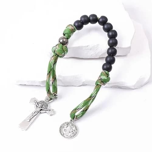 Nazareth Store One Decade Paracord Rosary 28.5cm (11.22") with St. Benedict Medal & Cross | Pocket Travel Rosary thumbnail 2