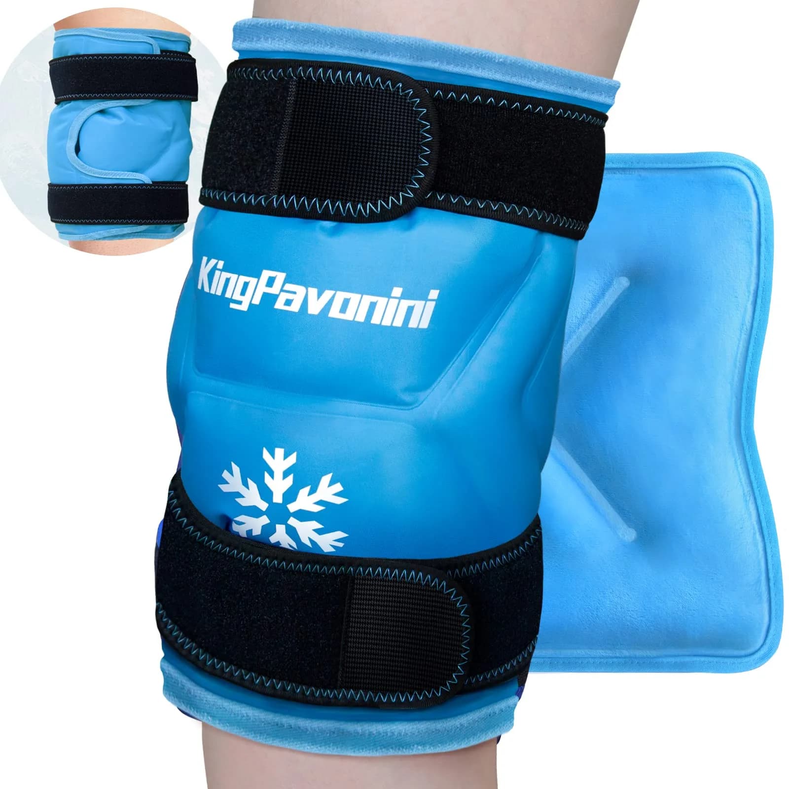 KingPavonini XXL Knee Ice Pack Wrap Around Entire Knee | Large Cold Therapy for Pain Relief & Swelling — Sky-blue