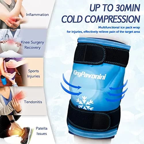 KingPavonini XXL Knee Ice Pack Wrap with Straps, 1.2kg Gel, 48x27cm | Reusable Cold Therapy for Knee Injuries & Arthritis thumbnail 5