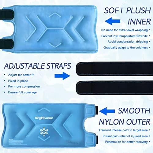 KingPavonini XXL Knee Ice Pack Wrap with Straps, 1.2kg Gel, 48x27cm | Reusable Cold Therapy for Knee Injuries & Arthritis thumbnail 6