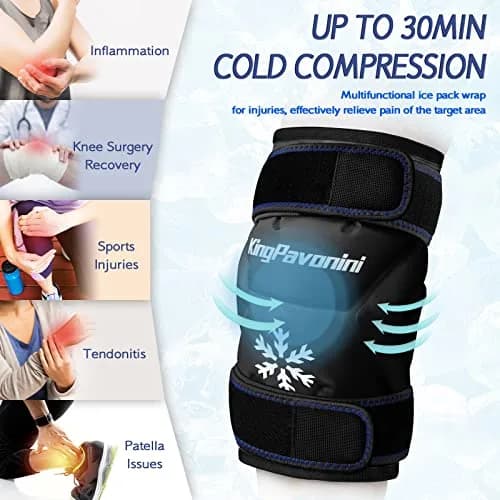 KingPavonini XXL Knee Ice Pack Wrap Around Entire Knee | Large Cold Therapy for Pain Relief & Swelling thumbnail 5