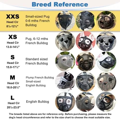 BARKLESS French Bulldog Muzzle XXS (Head 8.5-12.5'') | Breathable Mesh Short Snout Dog Muzzle thumbnail 5
