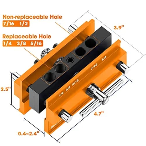 blekoo Self Centering Doweling Jig Kit with 6 Drill Bushings, Adjustable Width Drilling Guide | Aircraft Grade Aluminium Alloy thumbnail 4