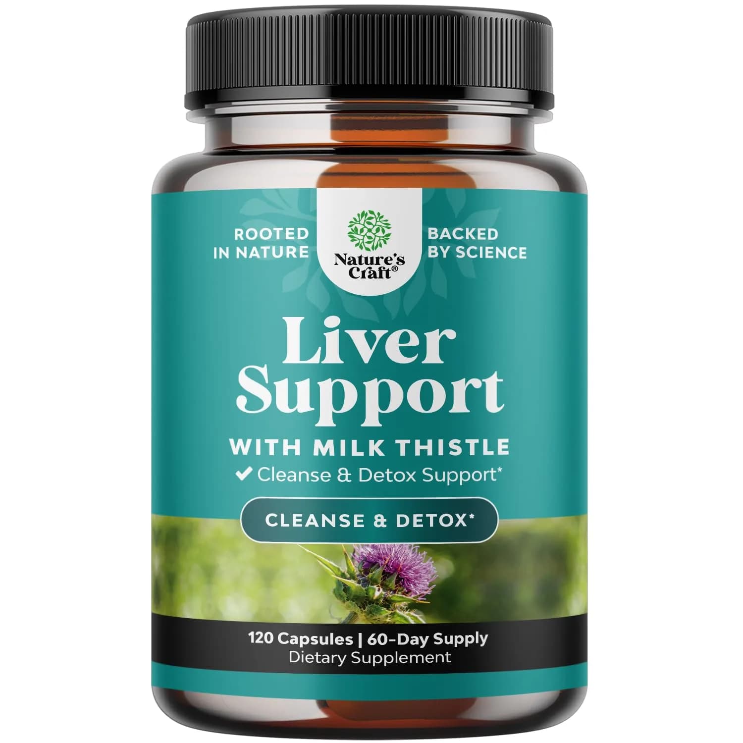 Natures Craft Liver Cleanse Capsules with Milk Thistle, Choline & Dandelion, 120 Count | Herbal Liver Support with Zinc, Beet Root, Artichoke & Chanca Piedra — Pack of 1