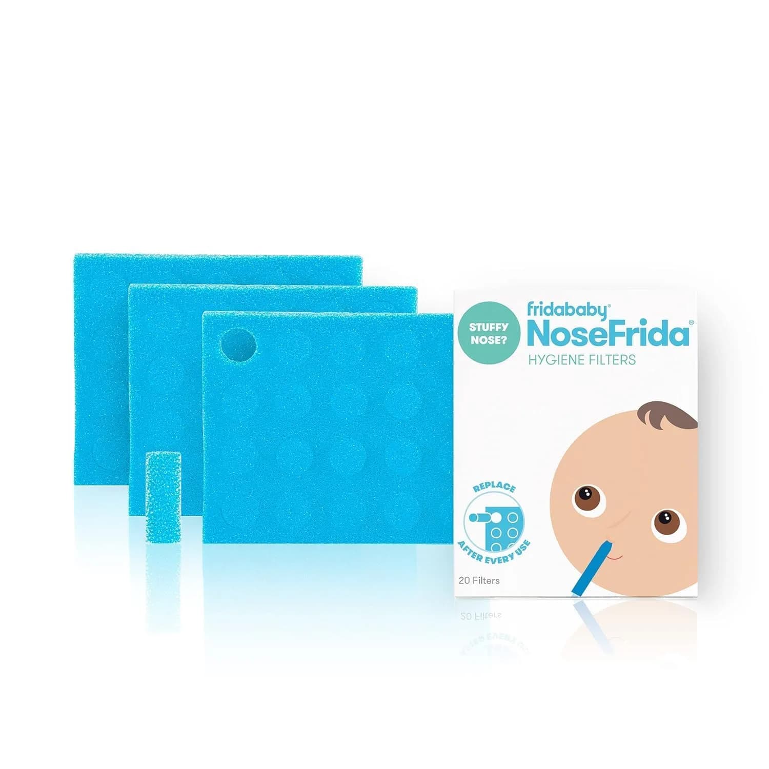 Frida Baby Nasal Aspirator Original 20 NoseFrida Filter Refills | Hygiene Filters for SnotSucker — Blue