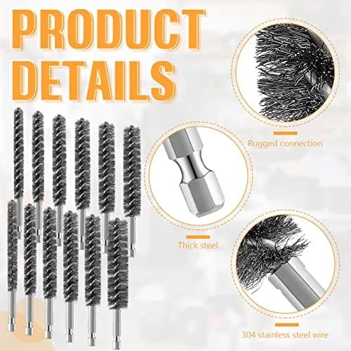 Geiserailie Stainless Steel Bore Brush 0.8-1.9cm | Rust & Deburring Tool for Power Drill thumbnail 3