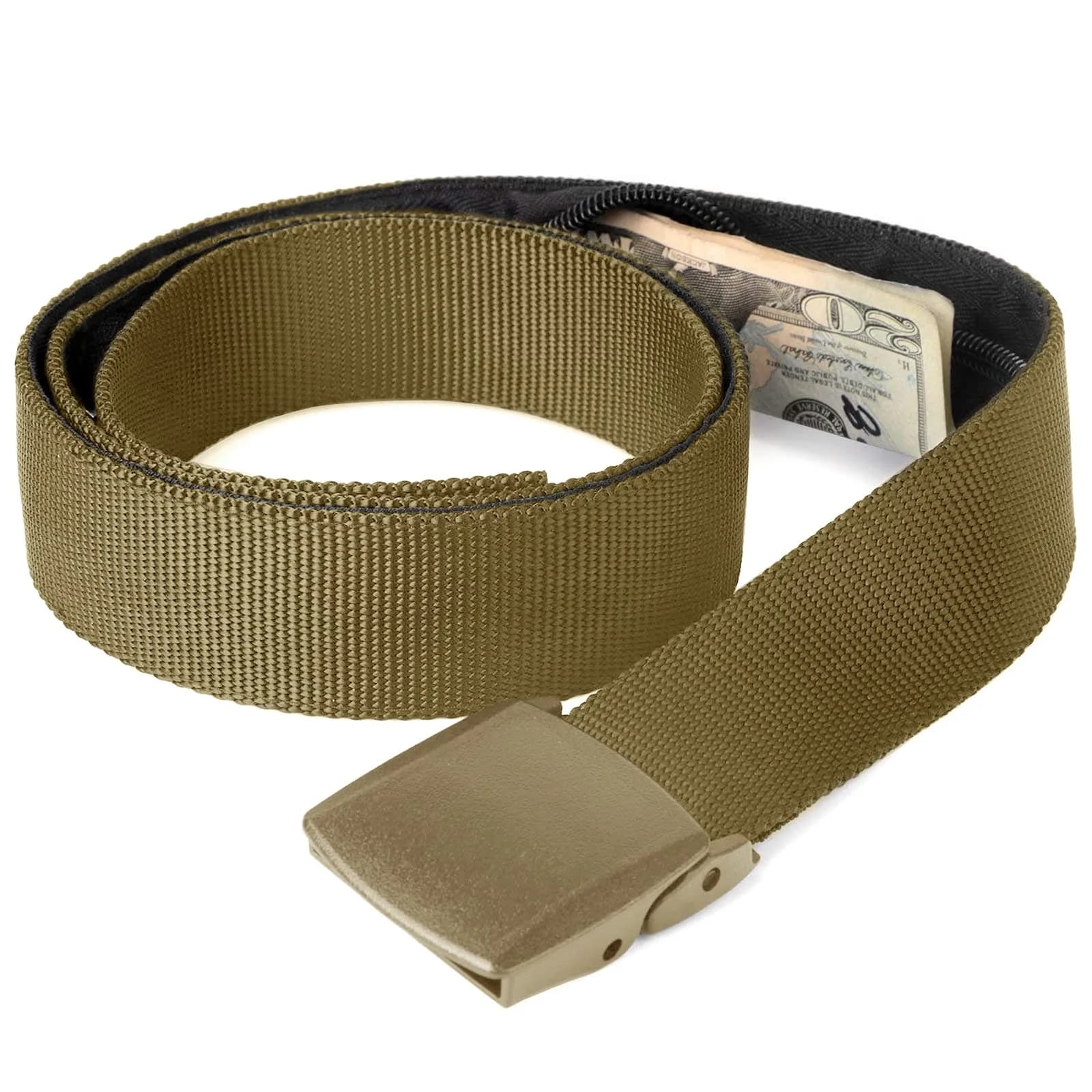 JASGOOD Brown Travel Security Money Belt with Hidden Pocket - Fits Pant Sizes 31-37" | Unisex Nylon - main product image