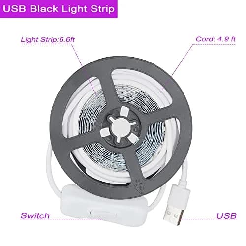 GREENIC USB Black Light Strip 6.6ft | 10W UV LED for Halloween & Party thumbnail 3