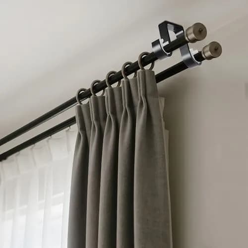 AddGrace Heavy Duty Double Ceiling Curtain Rod Holders 4 Pack Black | Mounts Curtains Securely thumbnail 4