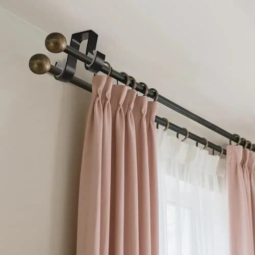 AddGrace Heavy Duty Double Ceiling Curtain Rod Holders 4 Pack Black | Mounts Curtains Securely thumbnail 5