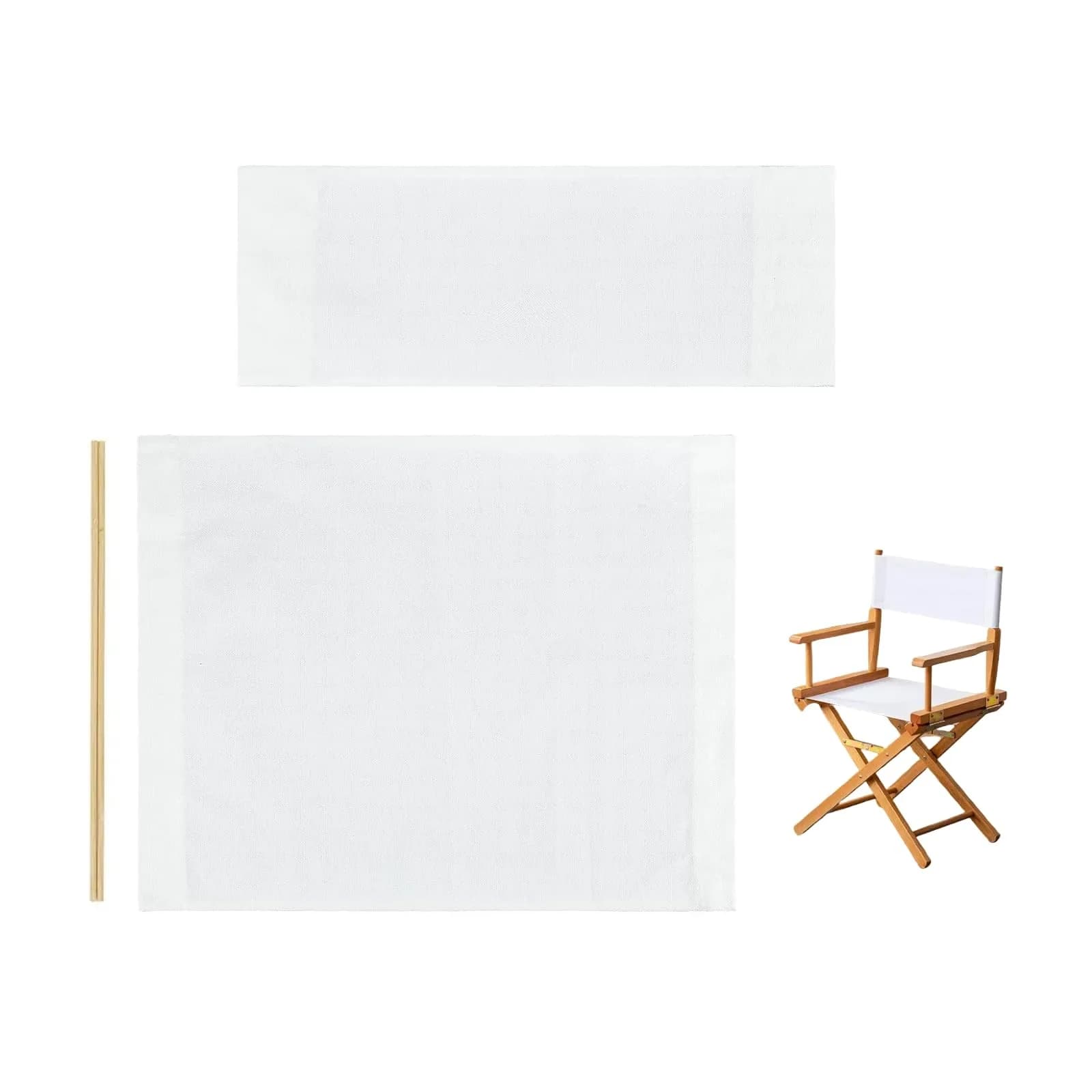 Khakho Director Chair Canvas Replacement Seat & Back Kit | 54x41cm (21.3x16.1") Seat, 53x20cm (20.9x7.9") Back — White