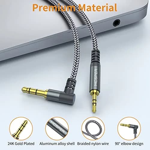 MCSPER 2-PACK 3.5mm to 2.5mm Aux Audio Cable 6.6FT | Gold-Plated, Tangle-Free, Compatible with Bose & JBL Headphones thumbnail 4