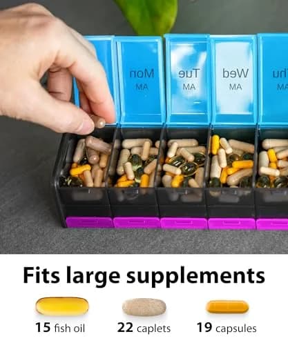 BEXEEN Extra Large Pill Organizer XXL Pill Box 7 Day | 14 Compartments (14 Count) thumbnail 5