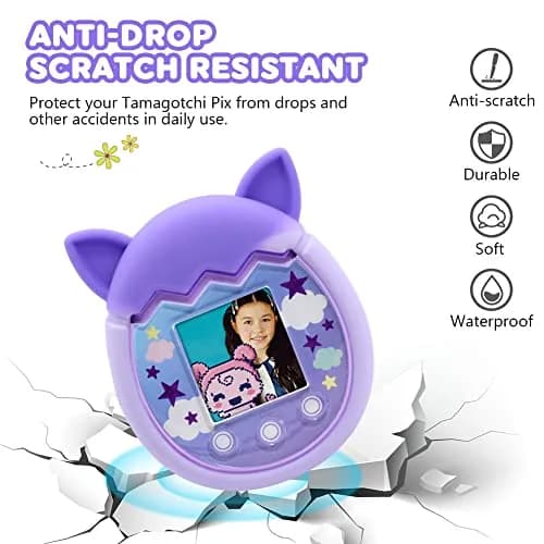 Winceed Purple Silicone Case for Tamagotchi Pix Virtual Pet Game Machine with Hand Strap | Non-Toxic, BPA-Free Protection thumbnail 4