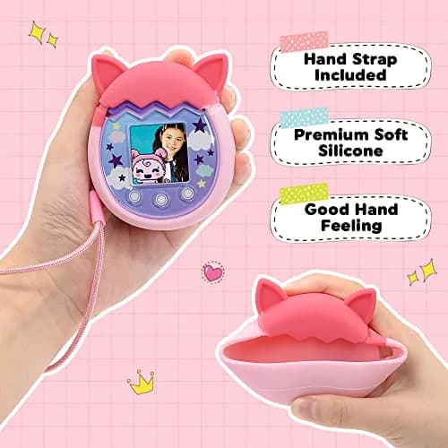 Winceed Silicone Case for Tamagotchi Pix | Pink Protective Cover with Hand Strap thumbnail 5