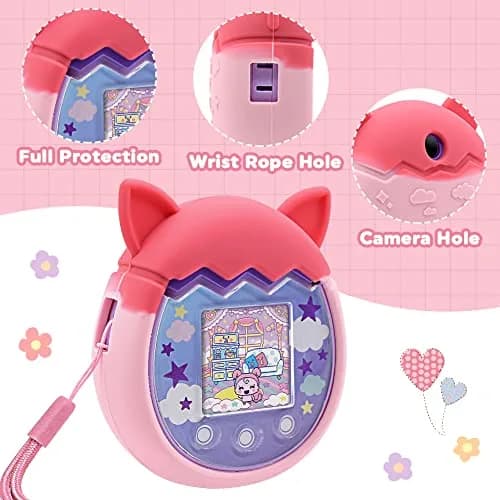Winceed Silicone Case for Tamagotchi Pix | Pink Protective Cover with Hand Strap thumbnail 3