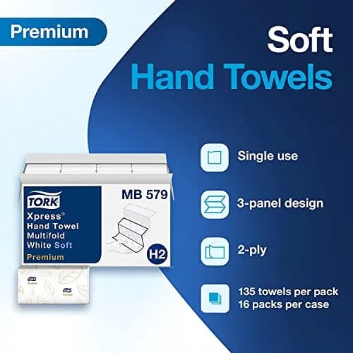 Tork Xpress Soft Multifold Hand Towel Dispenser with 2160 White Towels | Premium Quality, 16 Packs of 135 thumbnail 4