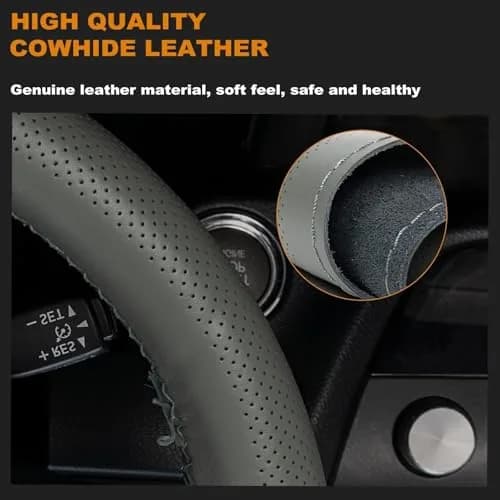 AUTOXBERT Genuine Leather DIY Steering Wheel Cover 38cm (15 Inch) | Hand Sewing Wrap with Needles & Thread thumbnail 4