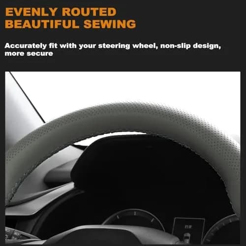 AUTOXBERT Genuine Leather DIY Steering Wheel Cover 38cm (15 Inch) | Hand Sewing Wrap with Needles & Thread thumbnail 6