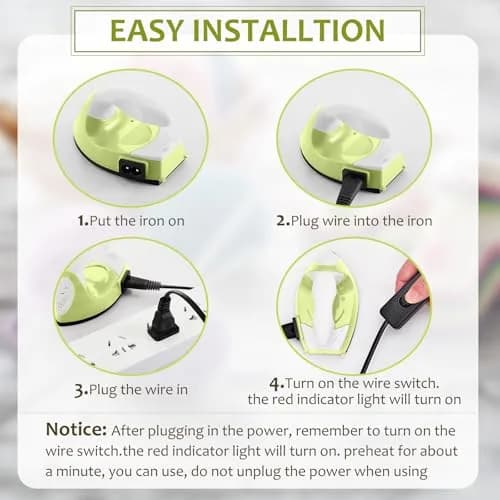 Honoson Mini Craft Iron with Charging Base Tiny, Fruit Green | Portable DIY Heat Press for Small Projects thumbnail 3