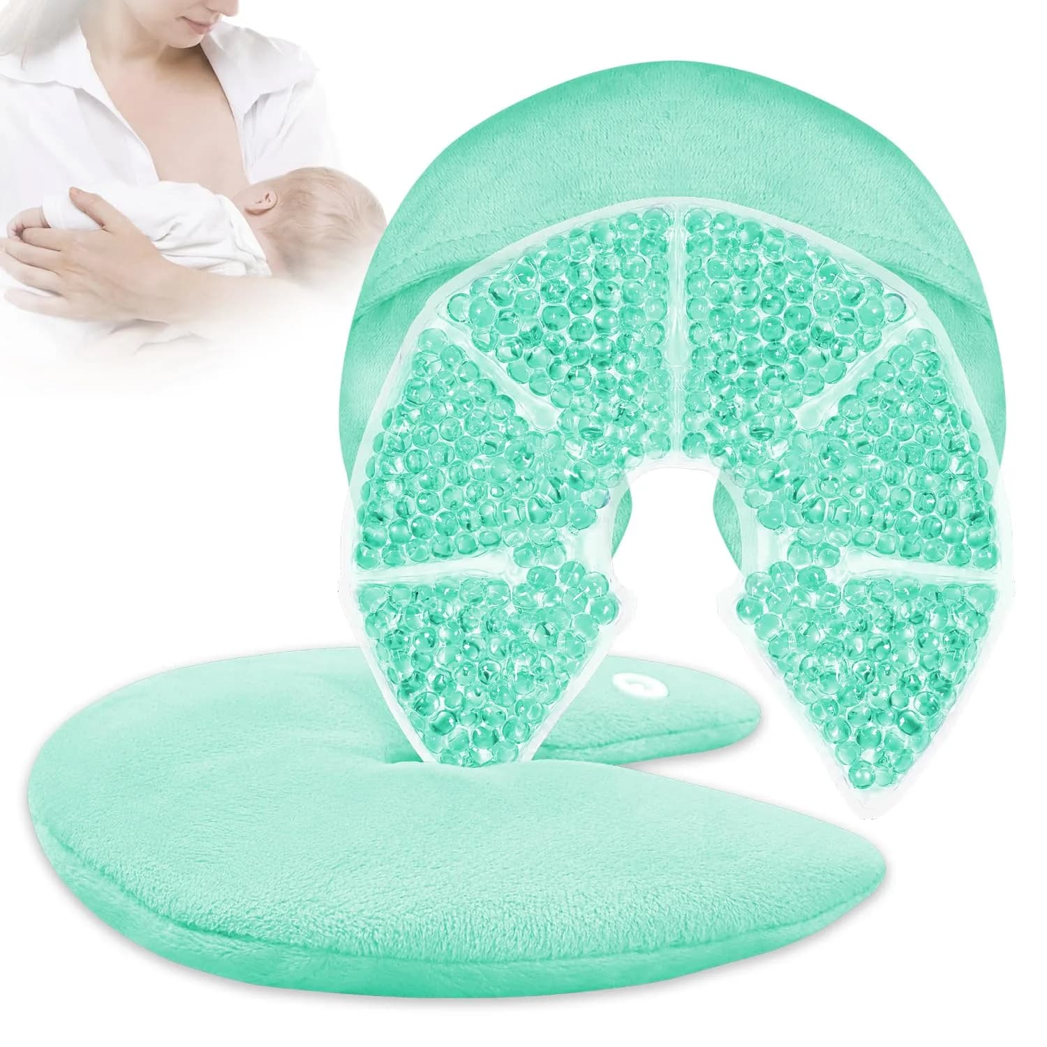 CONBELLA Hot Cold Gel Bead Breast Therapy Pack 17cm (6.69in) | Therapeutic Relief for Breastfeeding Mothers — #8 Blue