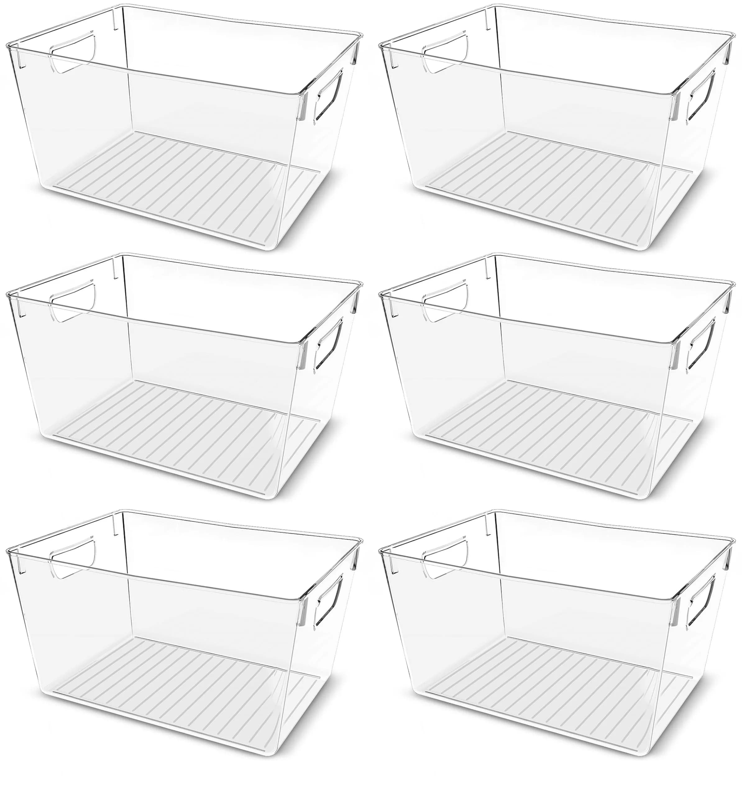Utopia Kitchen Pantry Organizers and Storage Bins, 6 Pack, Large, Clear | Space-Saving Kitchen Storage